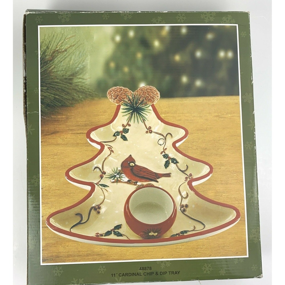 Cardinal Chip Dip Tray Bowl Christmas Holiday Serving Dish Chesapeake Bay
